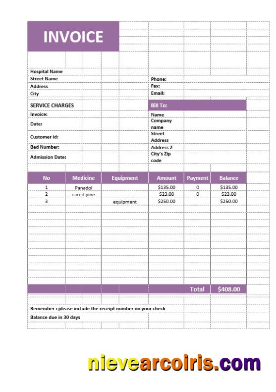 Medical Service Invoice